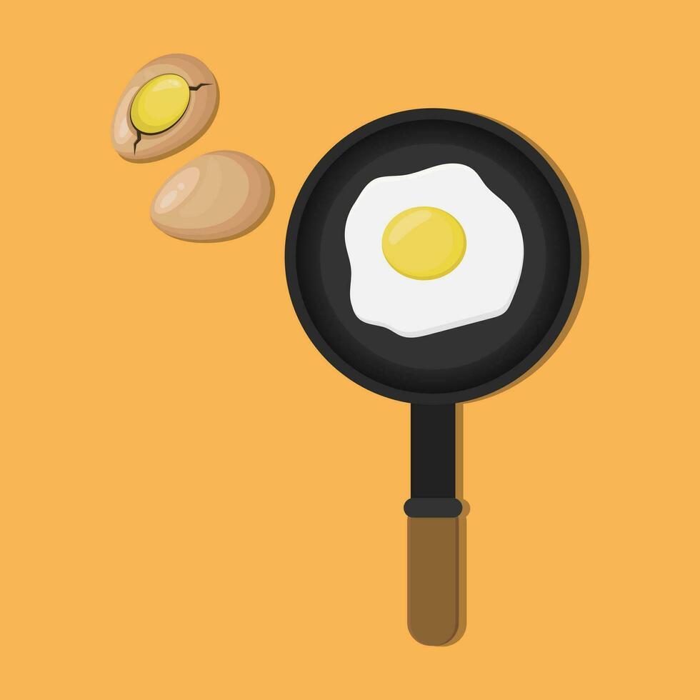 egg and frying pan vector illustration