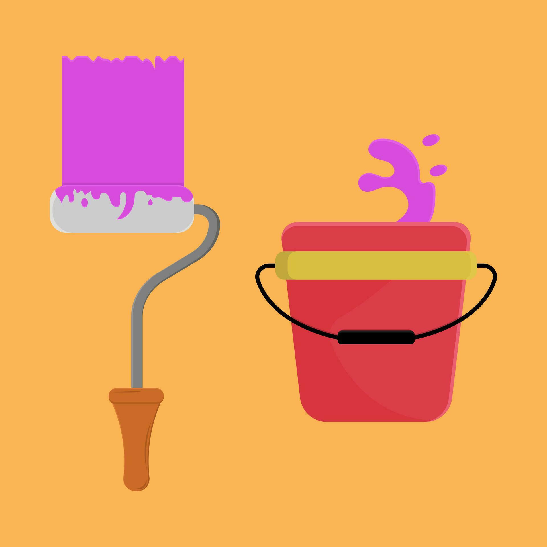vector illustration of paint and roller brush 26282582 Vector Art at