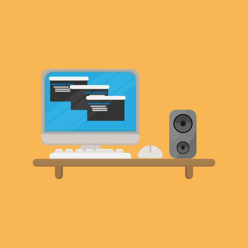 computer and speaker vector illustration