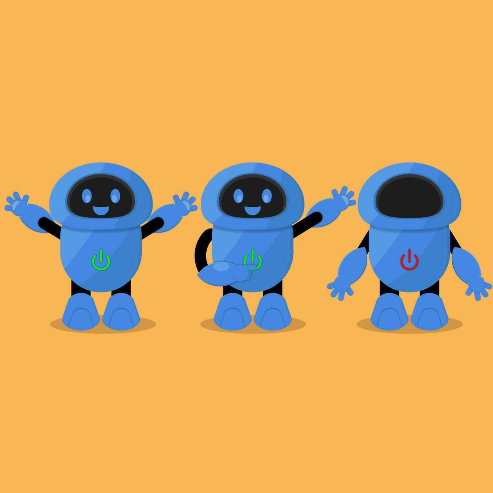 vector ilustración de un azul robot en varios posa