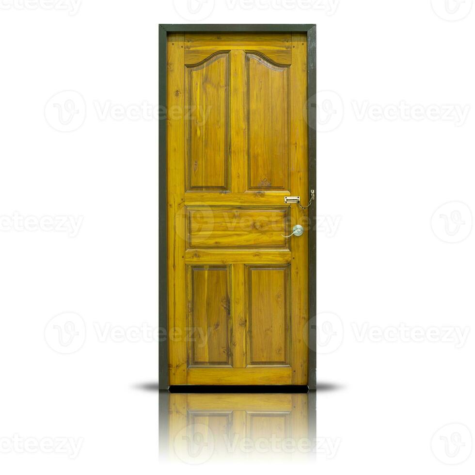 Wooden Door Isolated on White Background photo