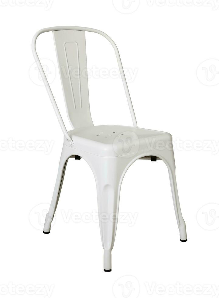 White metal chair isolated on white with clipping path photo