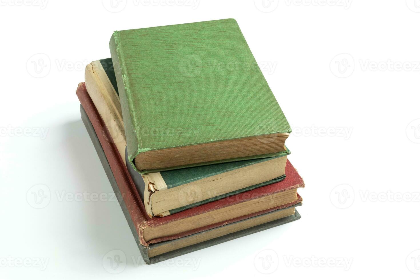 stack of old hardcover book on white background for mockup blank template photo