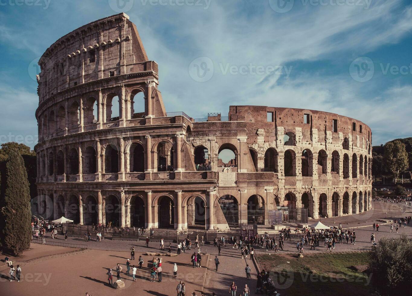 Roman Colosseum with blue sky. photo