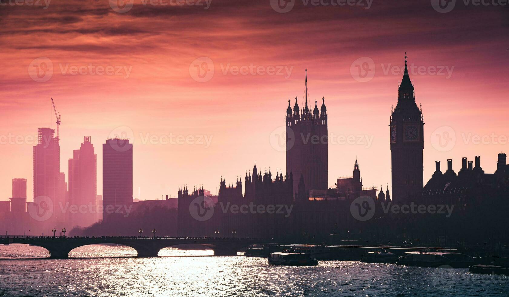 Big Ben, Westminster and House of Lords at the sunset. photo