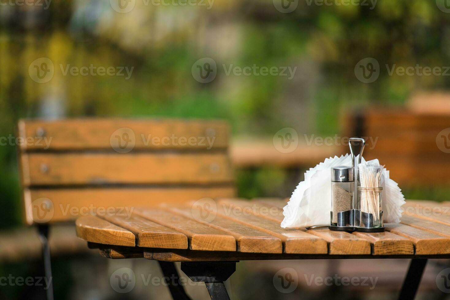 Outdoor Diner Wooden Bench photo