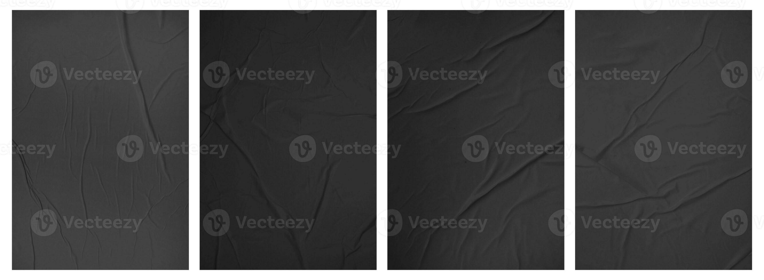Collection paper wrinkled effect, Vertical paper texture wrinkled, crumpled poster template, Isolated paper mockup, isolated blank templates set photo