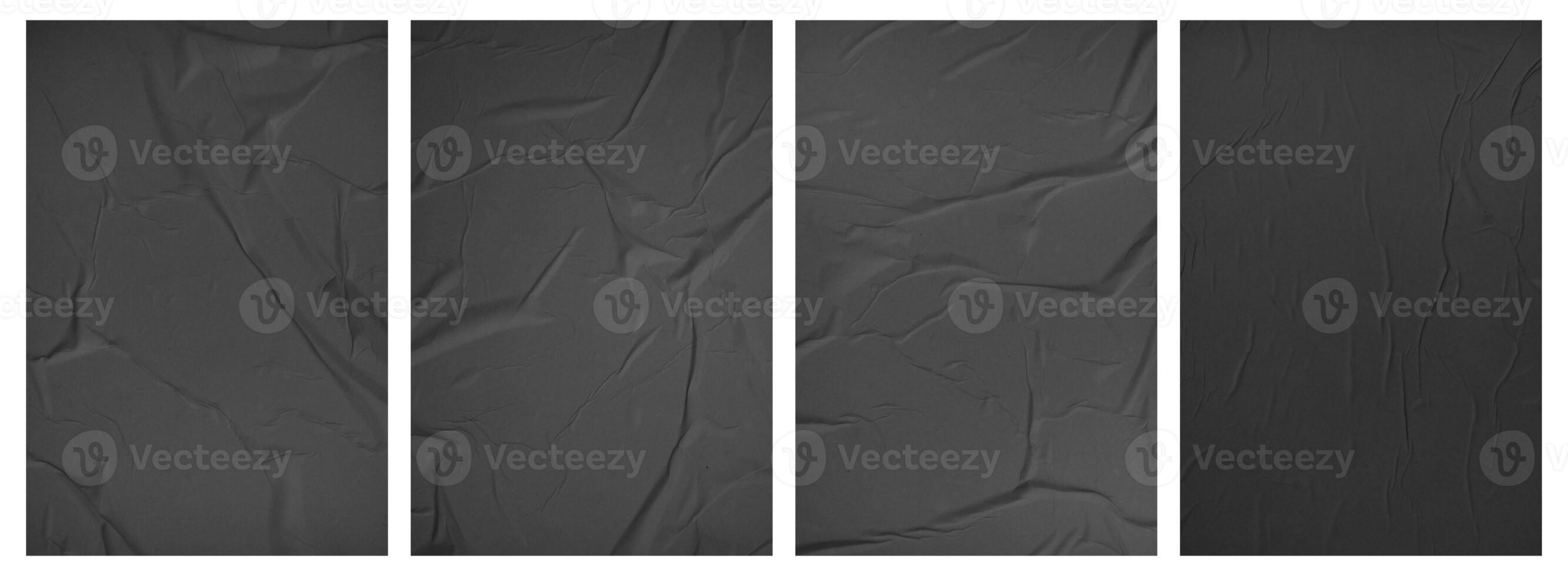 Collection paper wrinkled effect, Vertical paper texture wrinkled, crumpled poster template, Isolated paper mockup, isolated blank templates set photo