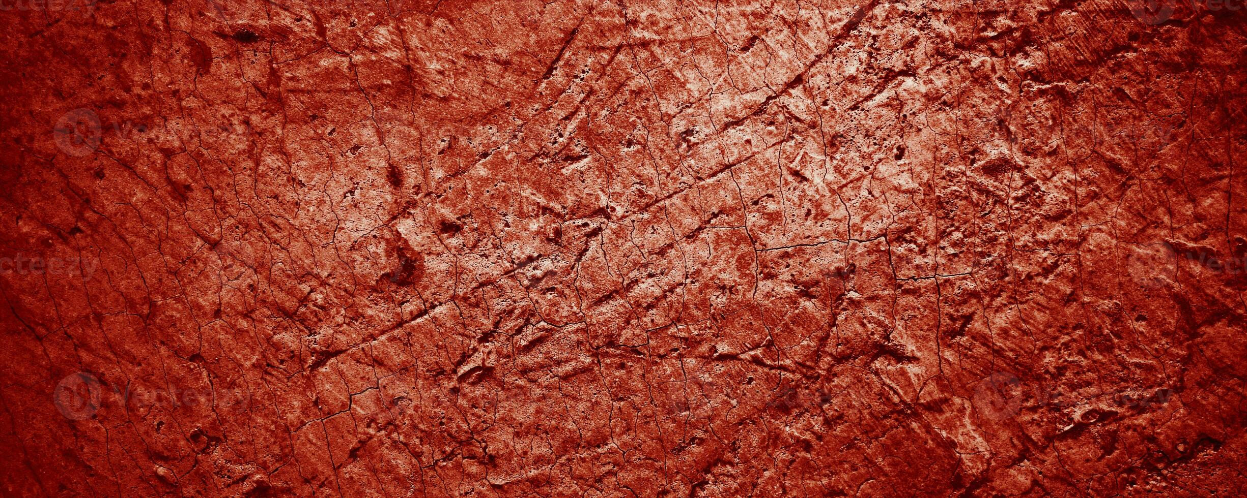 Panoramic red wall grunge texture. Abstract scary concrete, Horror cement for background. photo