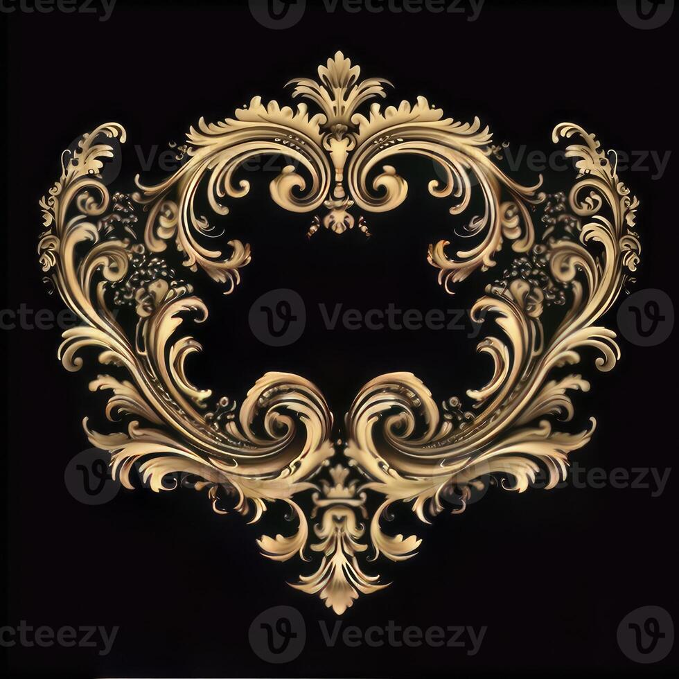 Gold ornament. Antique style gold. Eelegant luxury design, golden elements in baroque. Gold vintage baroque. Generative AI photo