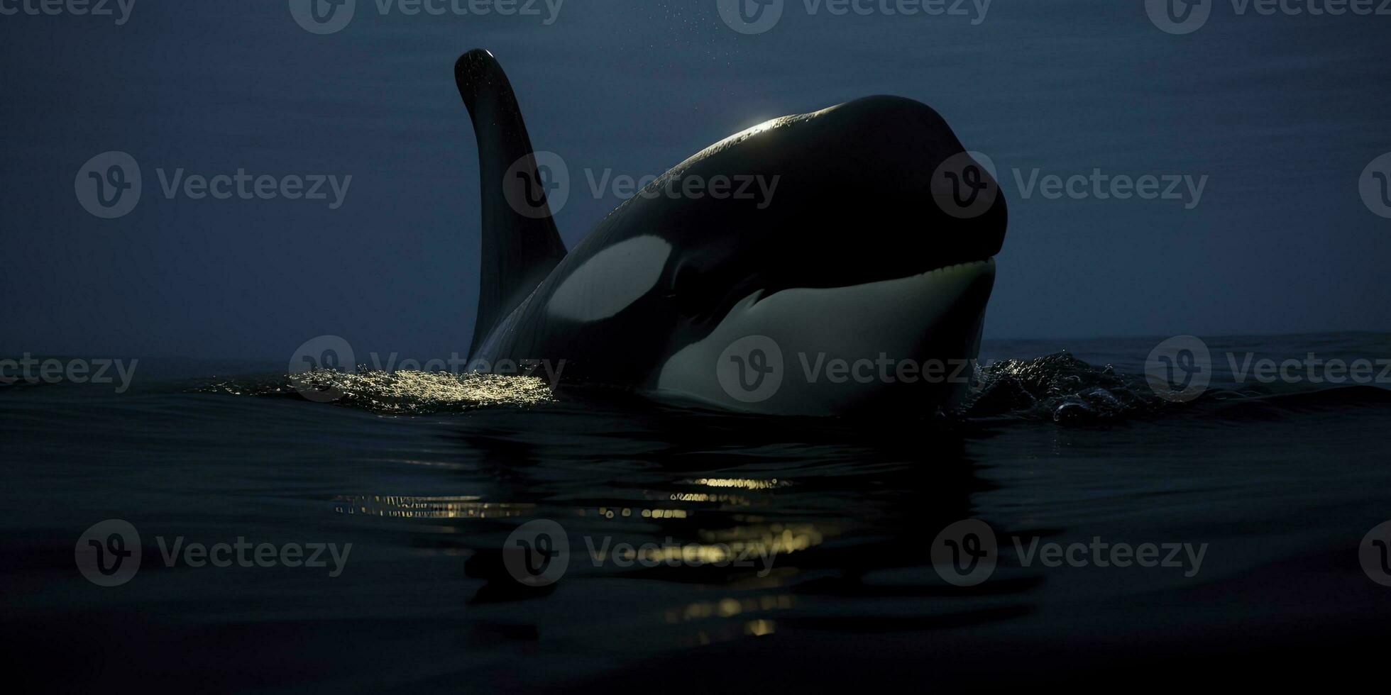 Killer Whale on ocean, Orca Jumping, Orcinus Orca, Generative AI photo