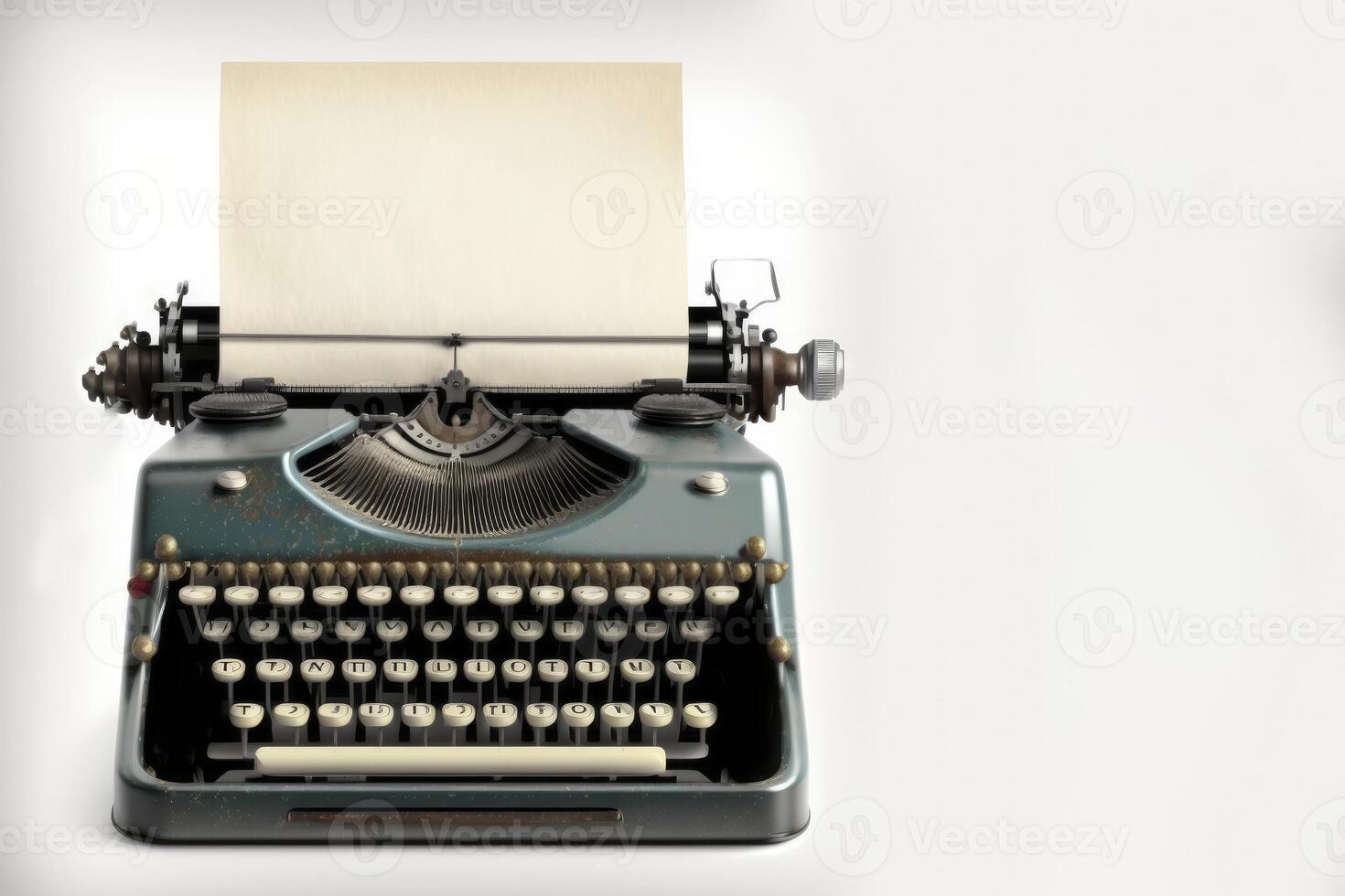 Old vintage typewriter, isolated on white background. photo