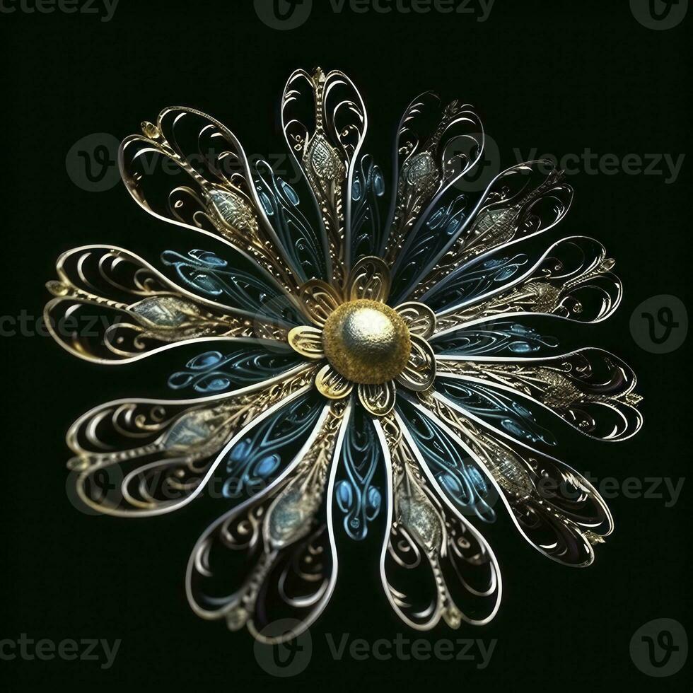 Filigree flower, jewelery with flower designs, Generative AI photo