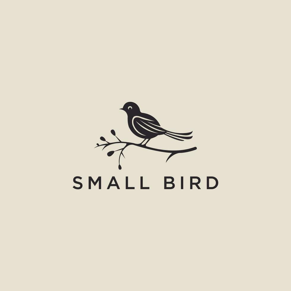 Small Bird icon logo design template. silhouette of a bird perched on a branch vector illustration