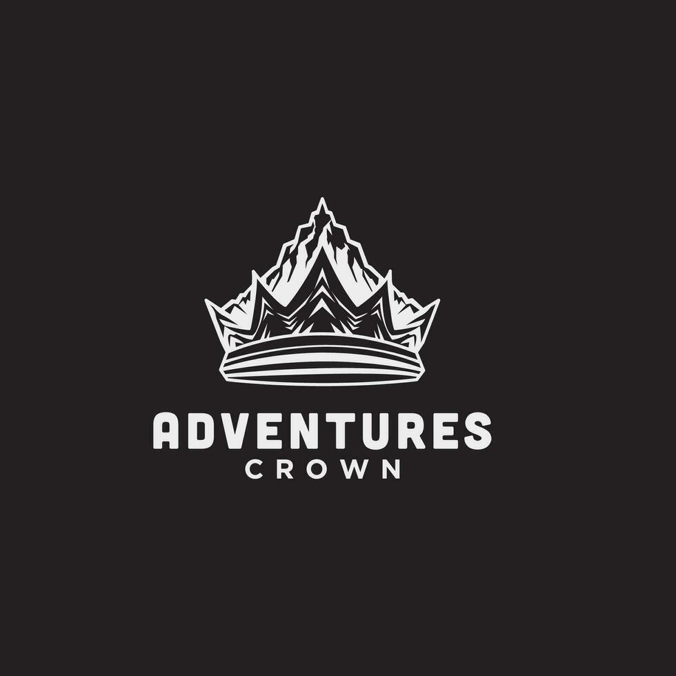 Adventure icon logo design template. mountain and crown combination logo vector illustration