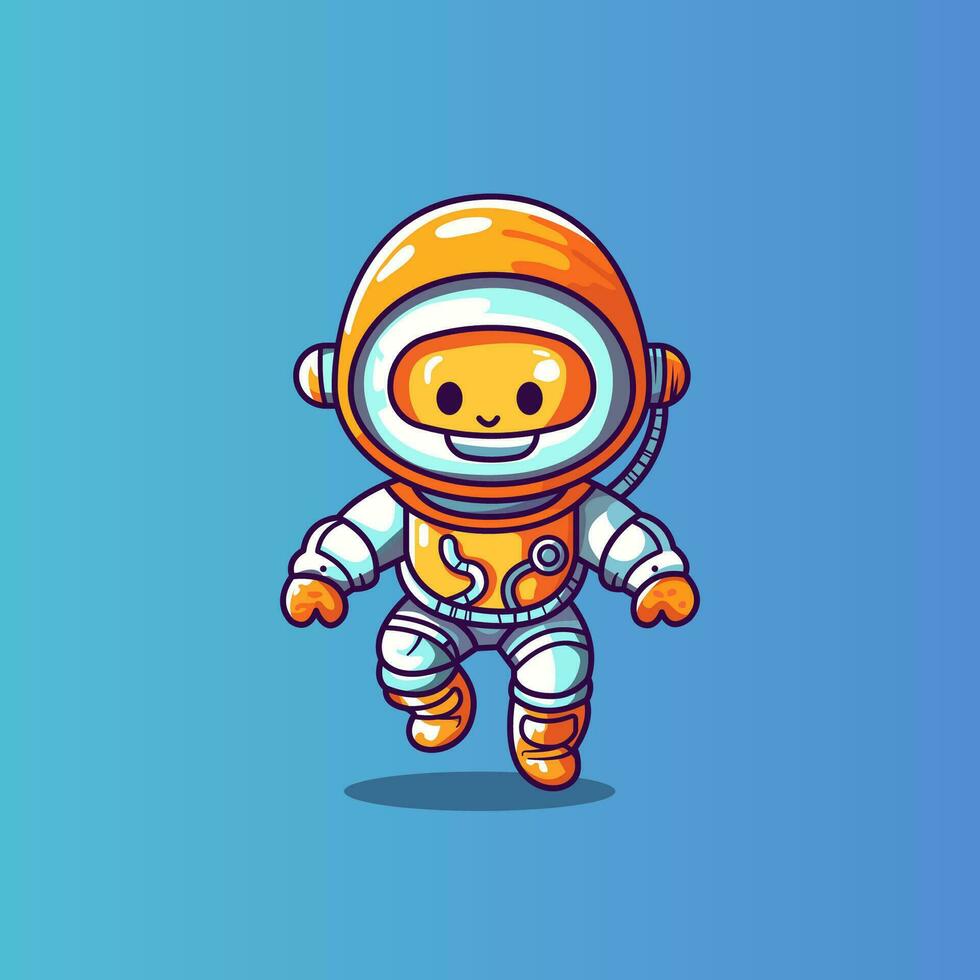 un reconfortante 2d dibujos animados astronauta mascota, plano dibujos animados estilo, vector ilustración