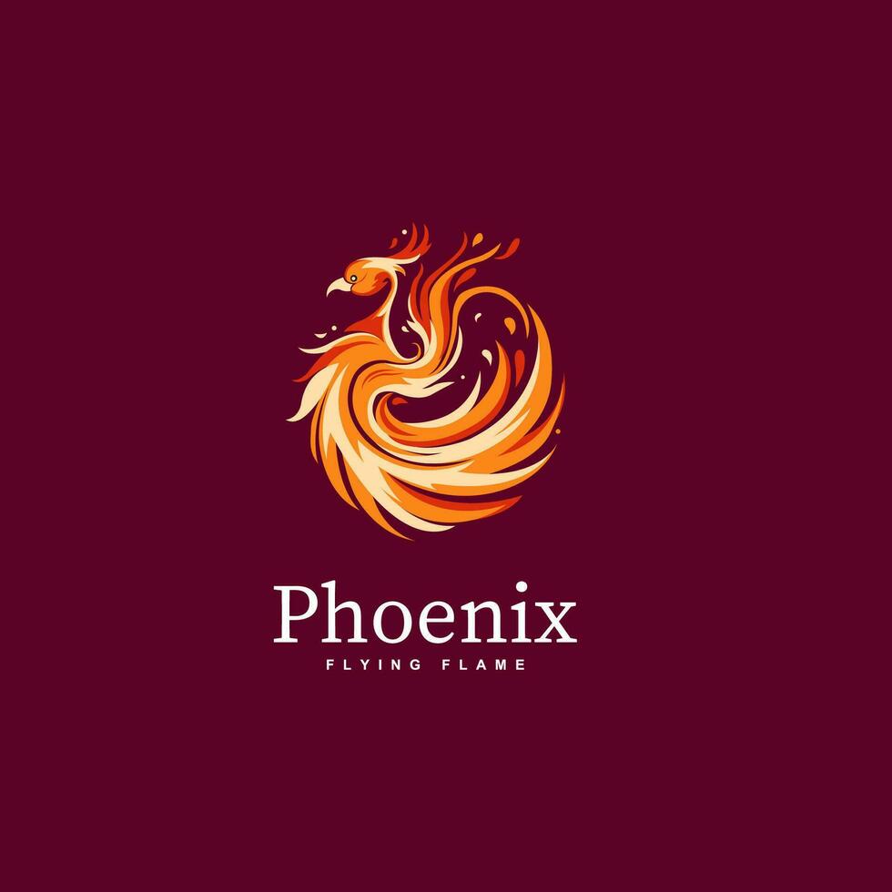 phoenix bird fire logo design template vector icon illustration