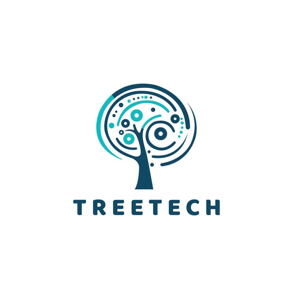 Tree icon logo design template. Tree Technology Network connection creative vector illustration