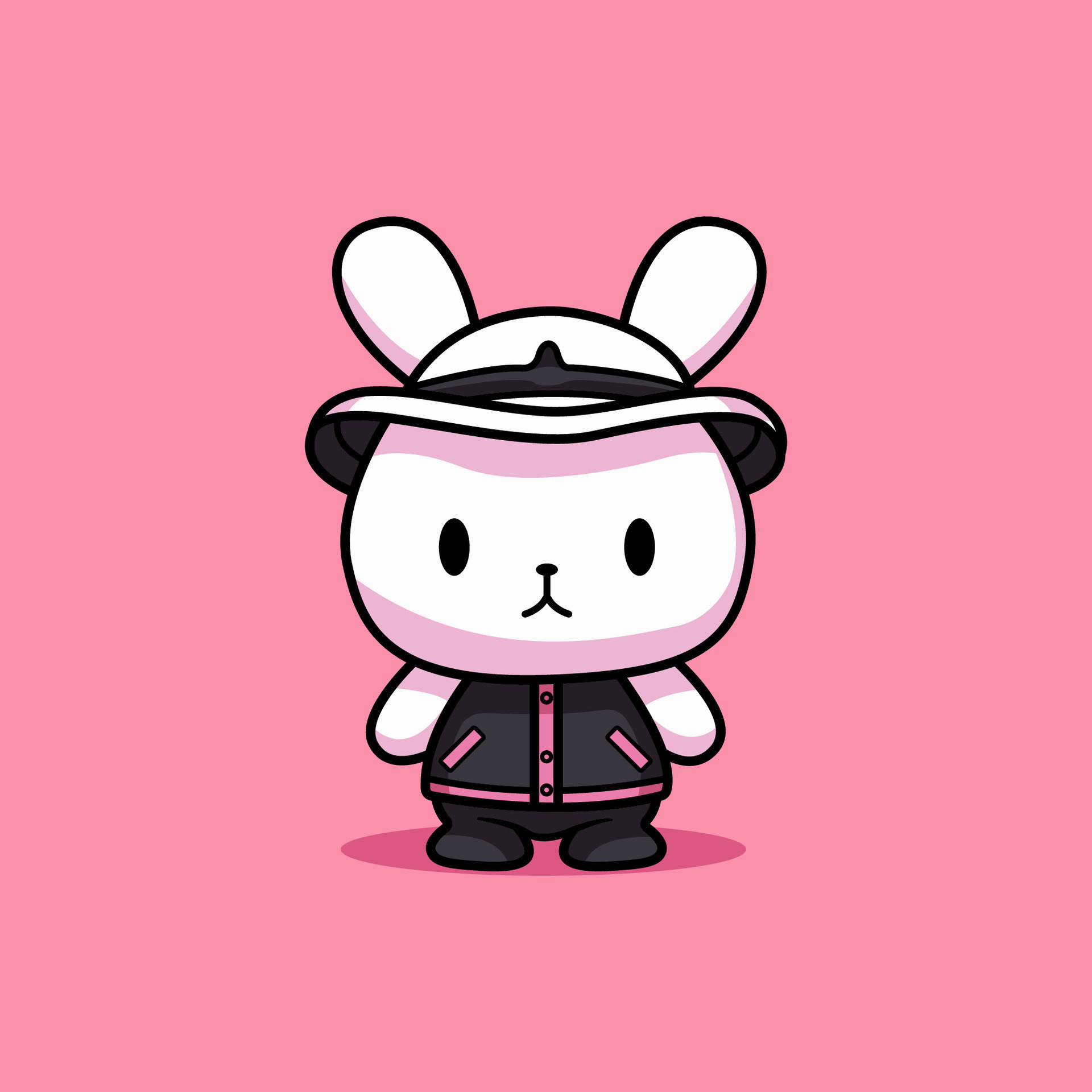 cute cartoon chibi bunny wearing a hat. vector illustration 26284387 ...