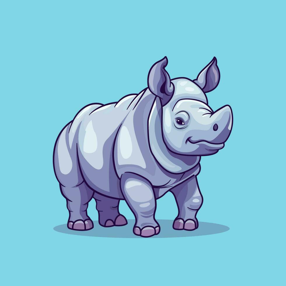 Cute Rhinoceros cartoon mascot character with fun color. vector illustration