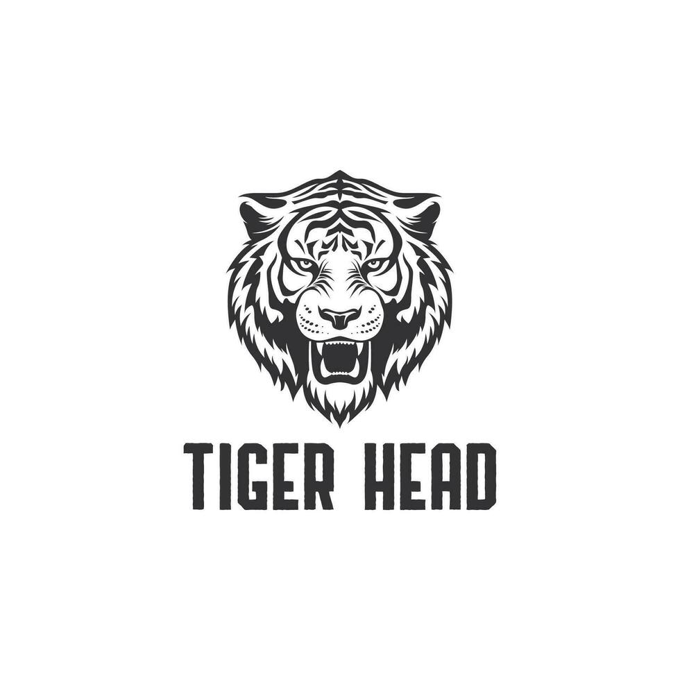 monocromo Tigre cabeza icono logo diseño modelo. Tigre cabeza desde el frente vector ilustración