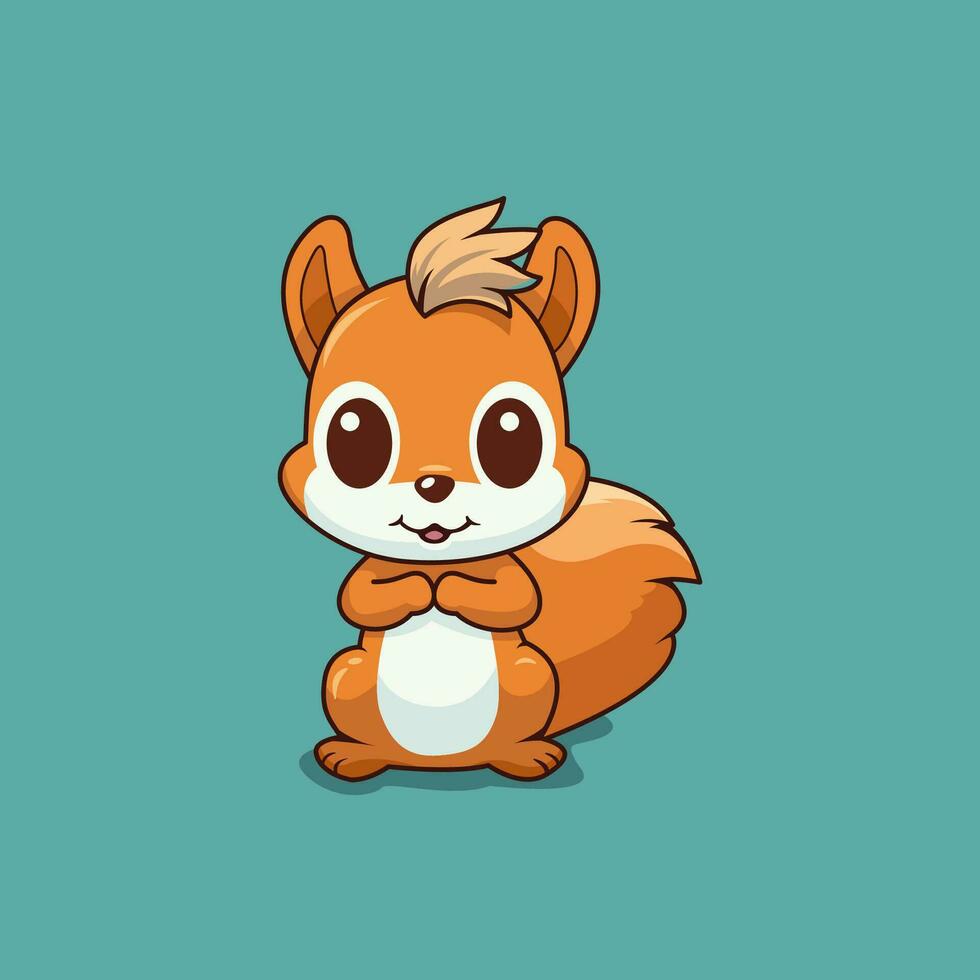 cute squirrel cartoon mascot character with beautiful eyes. vector illustration