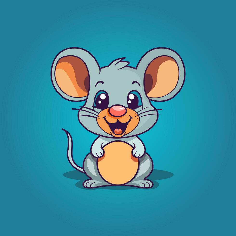 Cute mouse kid cartoon mascot character. vector illustration