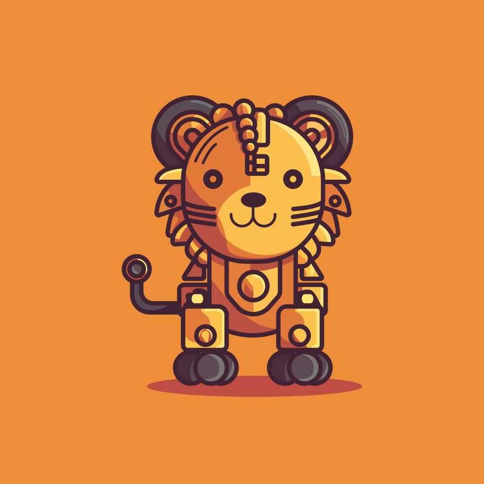 lion robot cartoon mascot character. vector illustration
