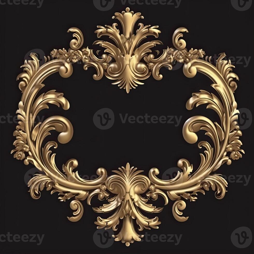 Gold ornament. Antique style gold. Eelegant luxury design, golden elements in baroque. Gold vintage baroque. Generative AI photo