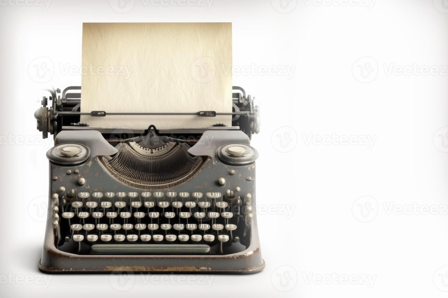 Old vintage typewriter, isolated on white background. photo