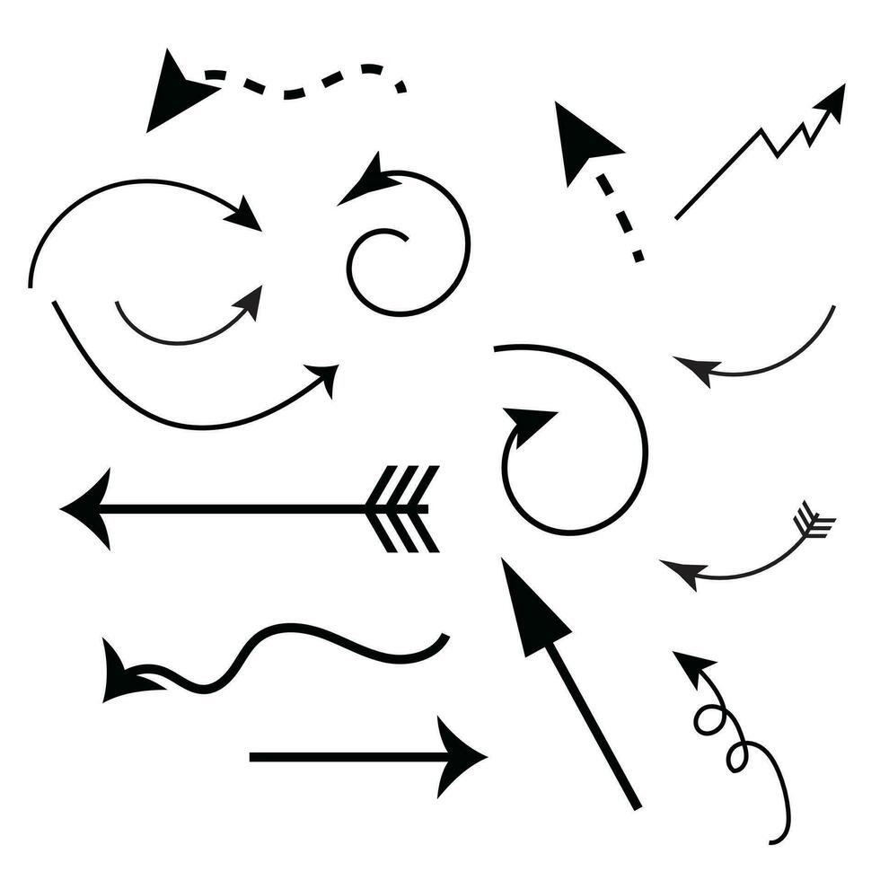 Doodle arrow set, collection of hand drawn elements vector