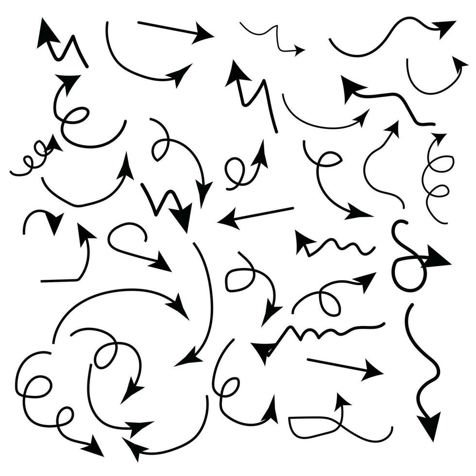 Doodle arrow set, collection of hand drawn elements vector