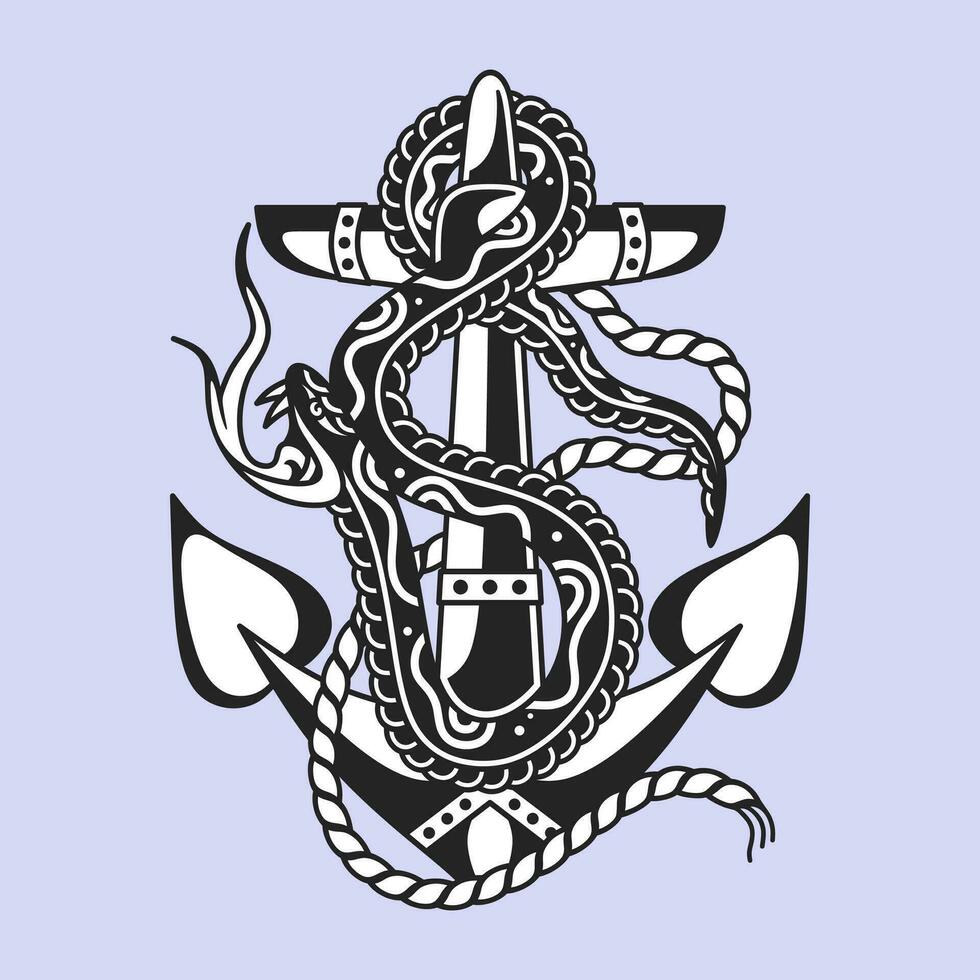 anchor and snake design, quality vector design