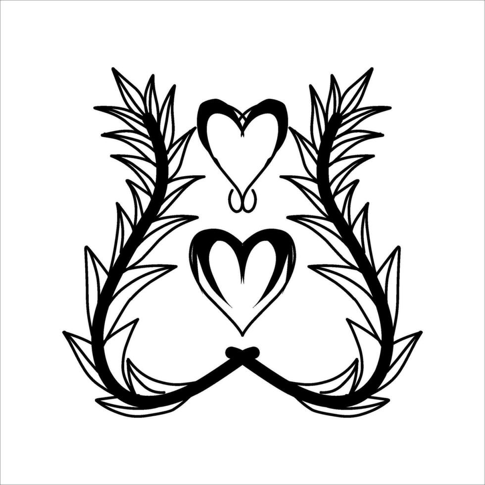 love ornament illustration, valentines day ornament, love icon design with attractive kha carving for valentines celebration vector