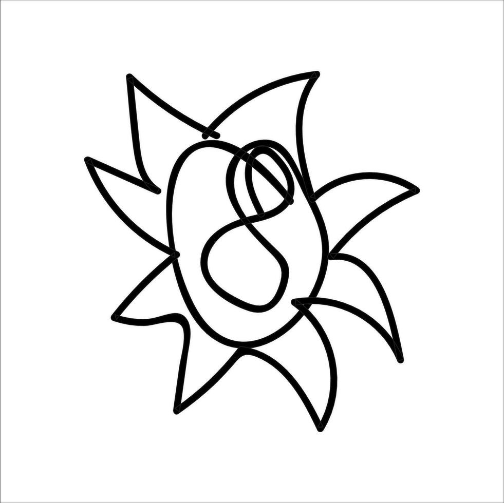 Flower illustration with isolated hand-drawn style on a white background, suitable for children to draw abstract illustrations. vector