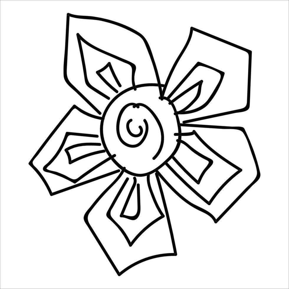 Flower illustration with isolated hand-drawn style on a white background, suitable for children to draw abstract illustrations. vector