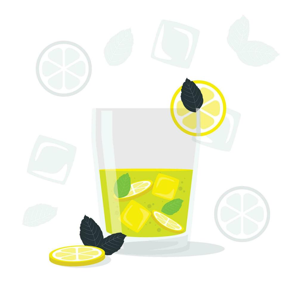 Lemon Juice drink, margarita, mojito concept illustration vector