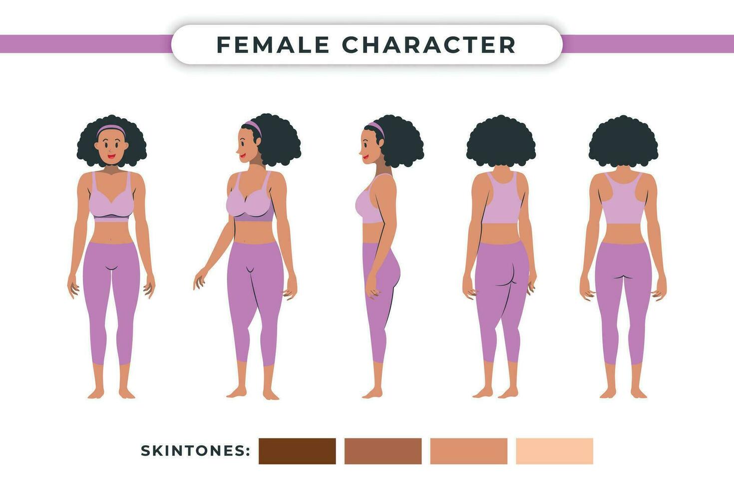 female character poses illustration collection vector