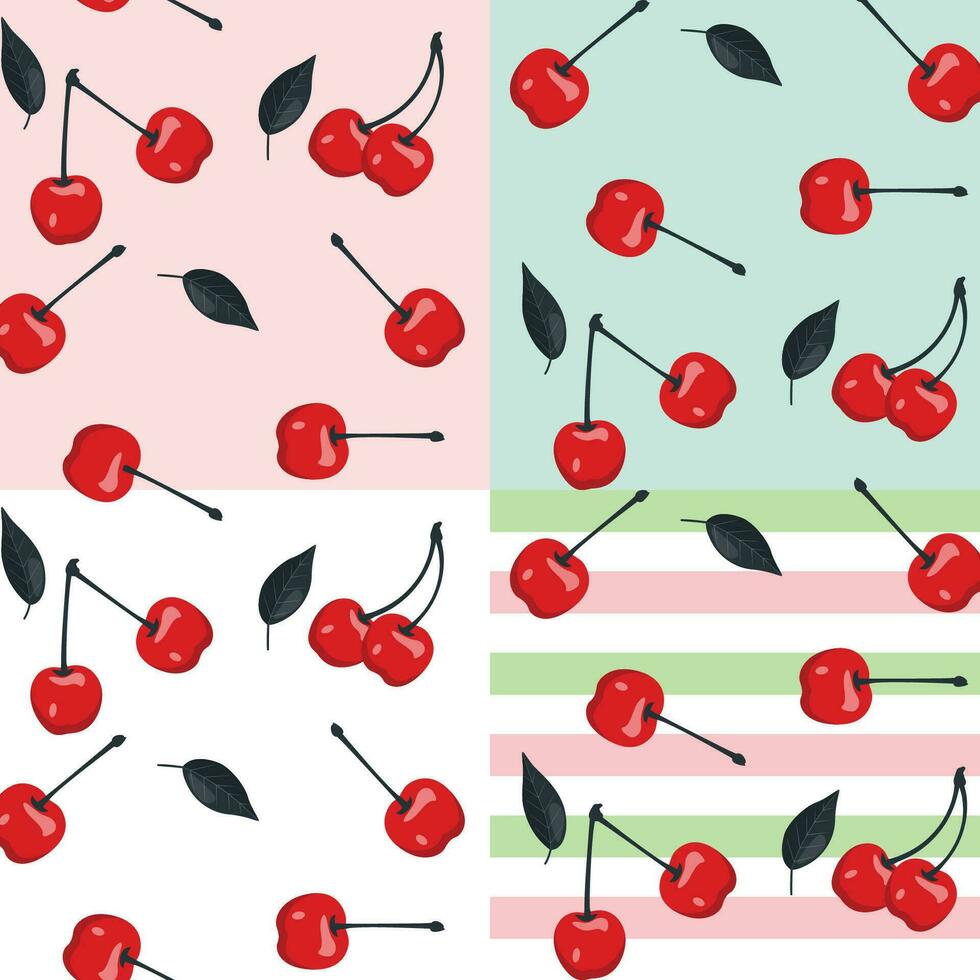 seamless pattern of cherries vector