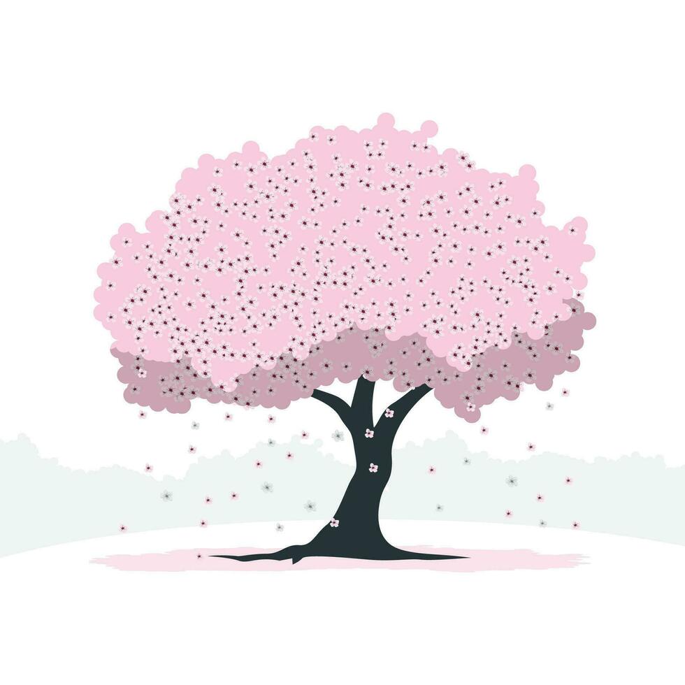 Cereza florecer árbol concepto ilustración vector