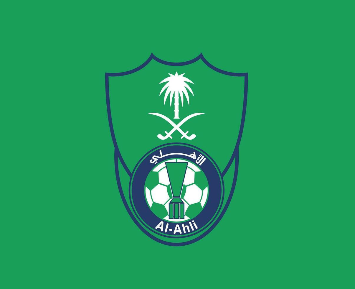 Al Ahli Club Logo Symbol Saudi Arabia Football Abstract Design Vector Illustration With Green Background