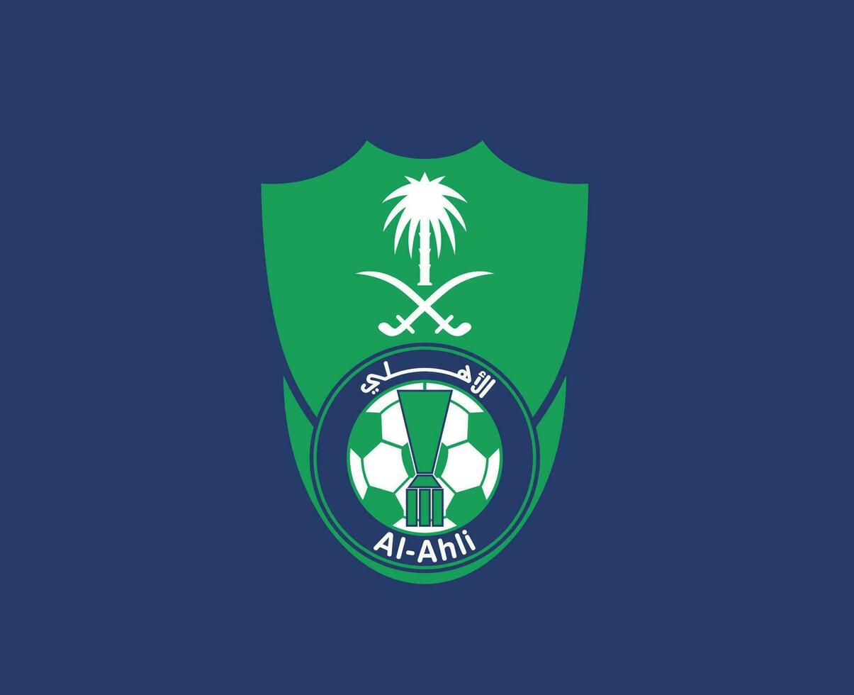 Al Ahli Club Logo Symbol Saudi Arabia Football Abstract Design Vector Illustration With Blue Background
