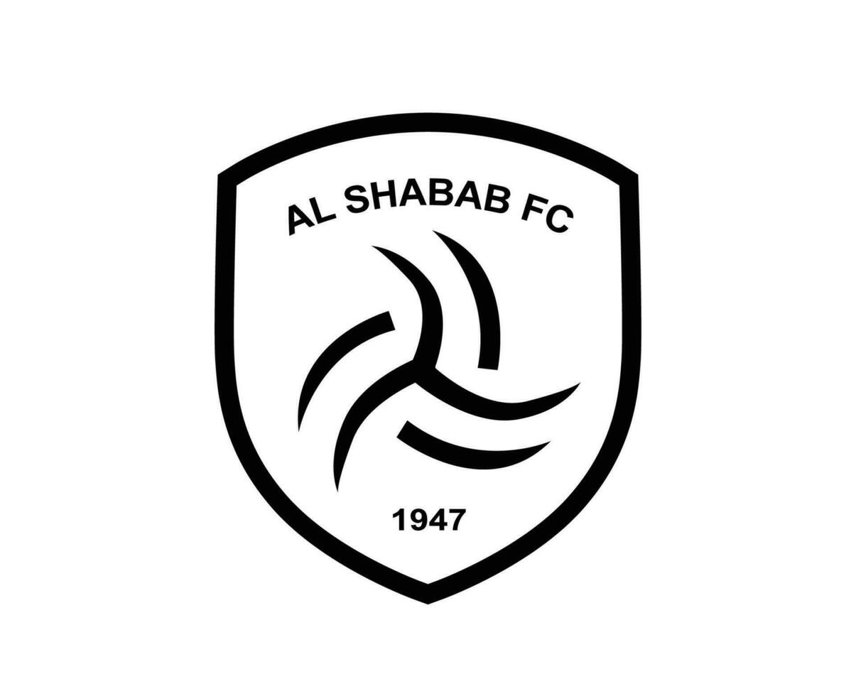 Al Shabab Club Symbol Logo Black Saudi Arabia Football Abstract Design Vector Illustration