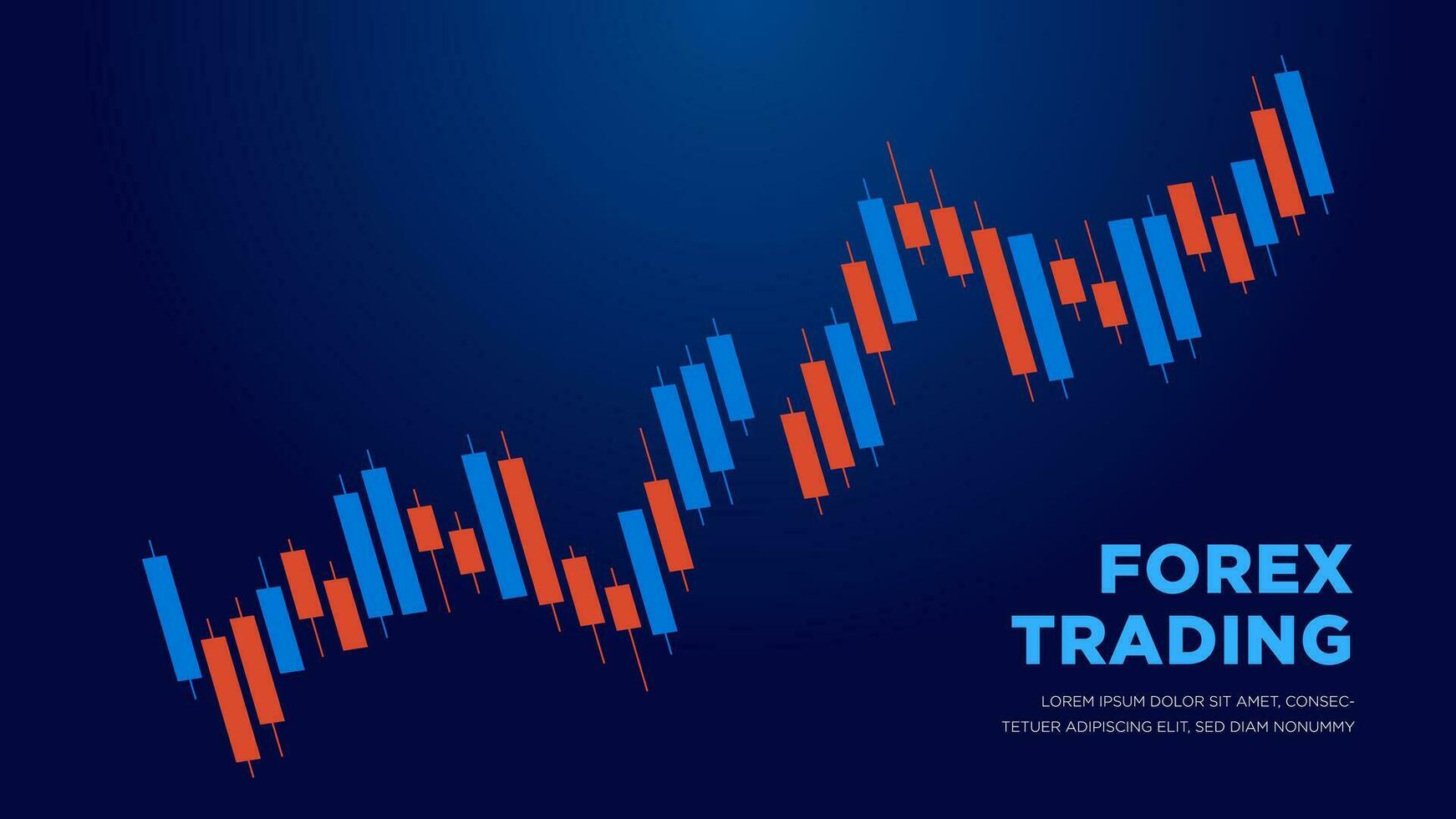 graph on dark blue background with dash line. Market investment. Forex trading vector