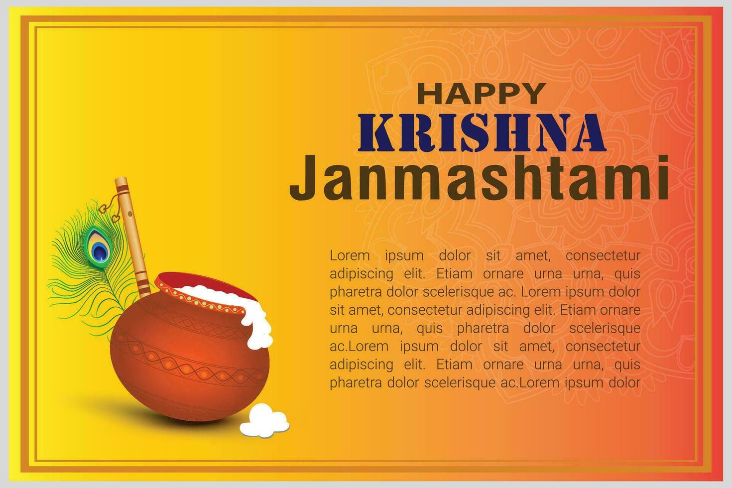 tradicional póster diseño para hindú festival shree Krishna janmashtami vector