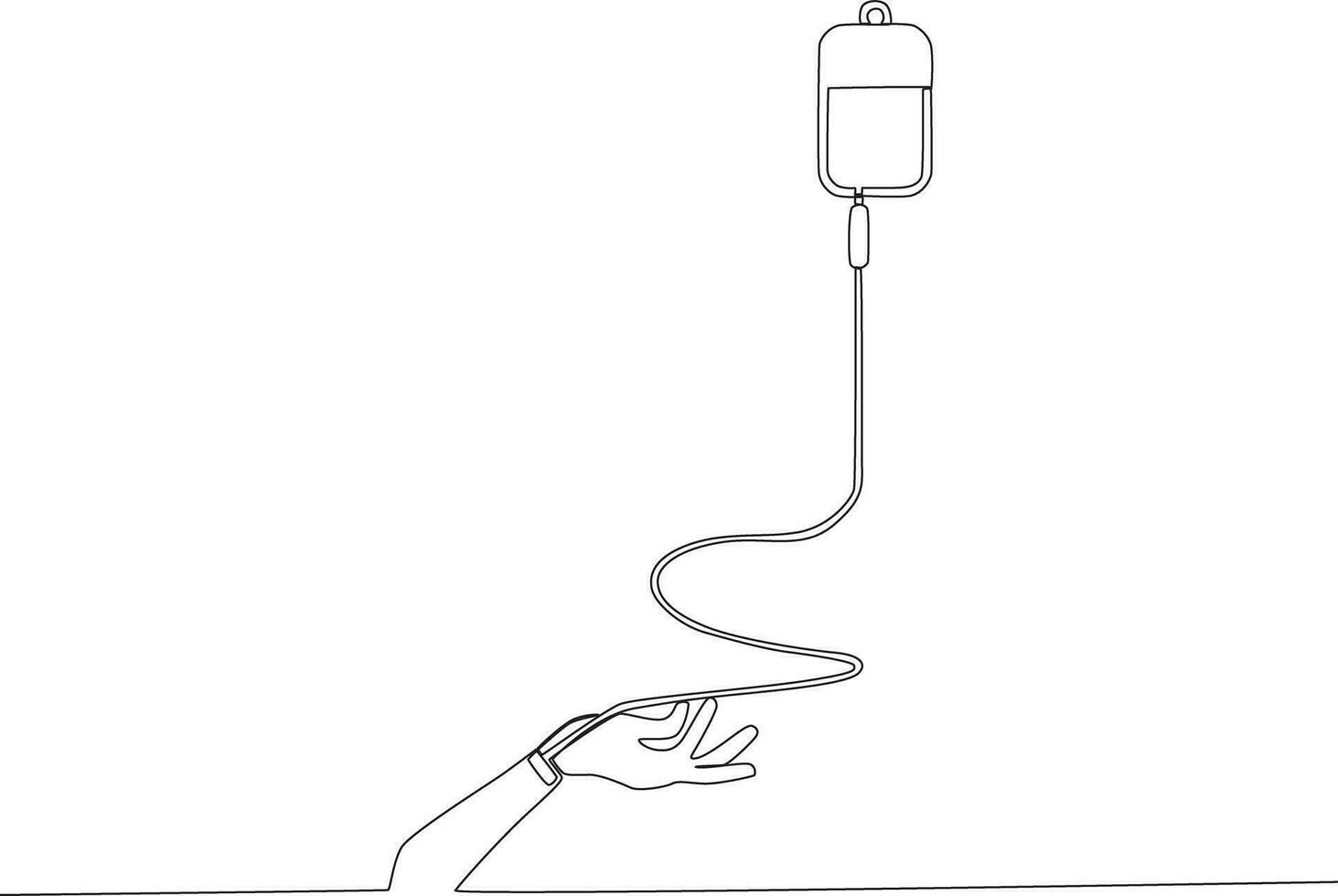 Single continuous line drawing hand is donating blood. blood donor day concept vector