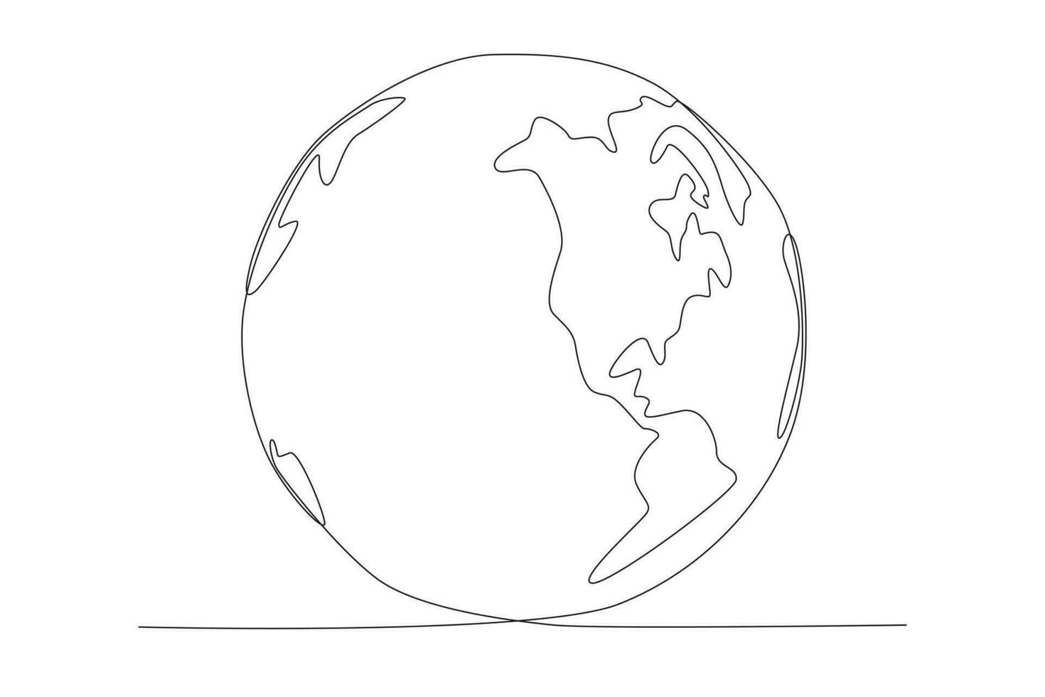 world map looks little island. Single continuous line round global map geography graphic icon. Simple one line draw doodle for education concept. Isolated vector illustration minimalist design.