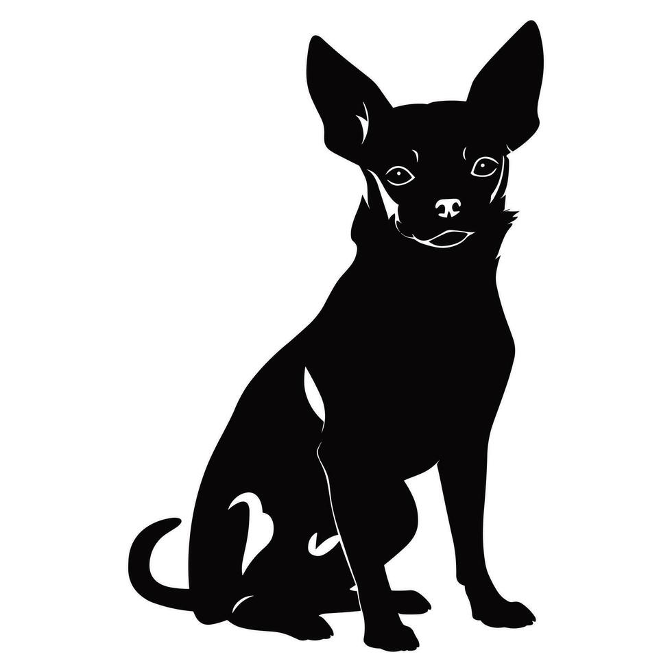 Chihuahua small dog black silhouettes on white background Icon pet vector illustration