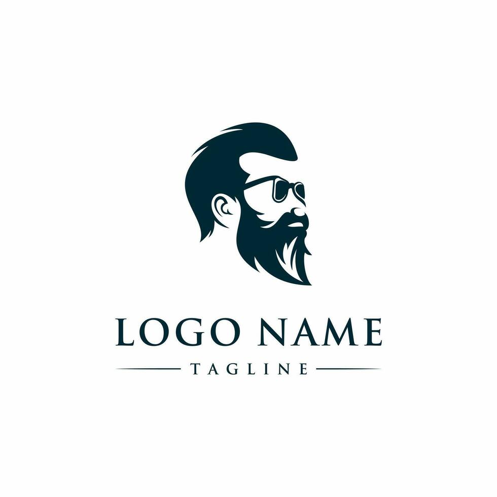 Handsome man for vintage barbershop logo and emblem label badge logo design background illustration vector