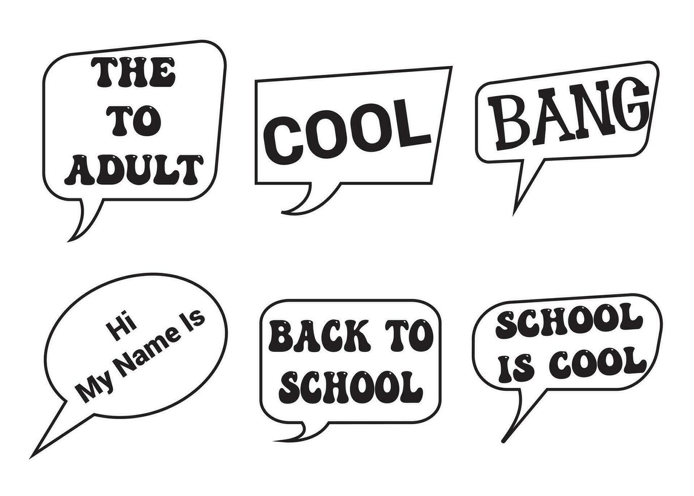 Lettering back school, go, goal, football, super, hey. Set comics book balloon. Bubble speech phrase. Cartoon exclusive font label tag expression. Comic text sound effects. vector